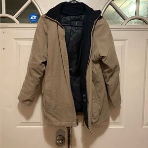 London Fog Women's Tan Raincoat with Black Lining